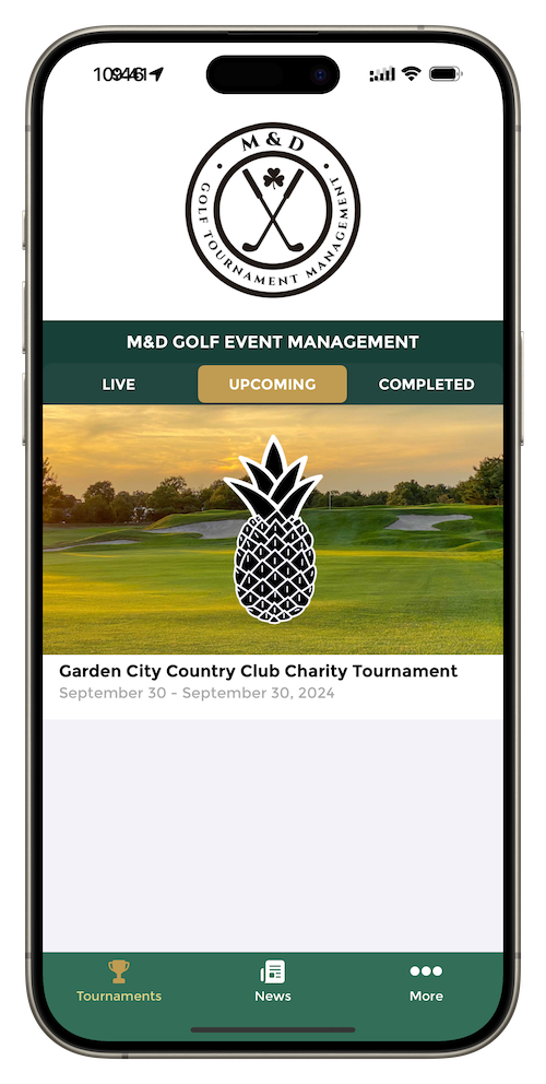 M&D Golf Mobile App Screenshot of the home screen